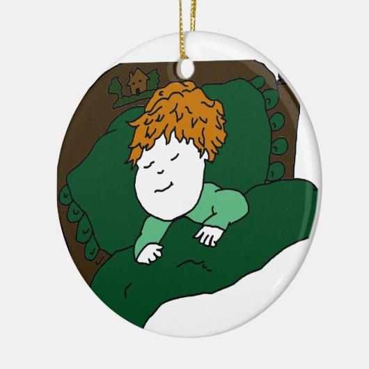 Schlafender kleiner Junge Keramik Ornament (Links)