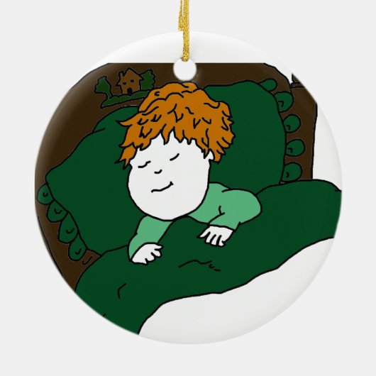 Schlafender kleiner Junge Keramik Ornament (Hinten)