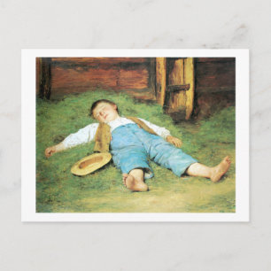 Schlafender Knabe im Heu Boy Schlafen in Hay Postkarte