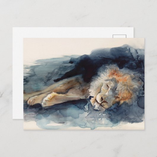 schlafender Löwe Postkarte (Vorne/Hinten)