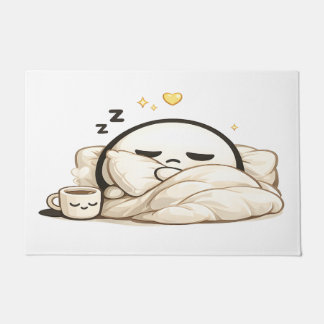 Schlafender Lunio Cozy Morning Coffee - Süße Kawai Fußmatte