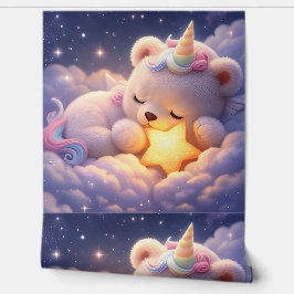 Schlafender Luxus-Einhorn-Teddybär-Nursery-Dekor Tapete