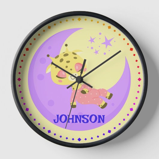 Schlafender Mond Baby-Giraffe Uhr (Vorderseite)
