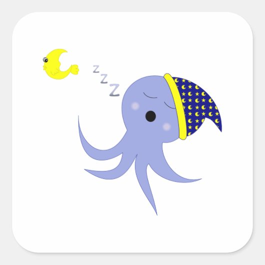 Schlafender Oktopus Quadratischer Aufkleber (Vorderseite)