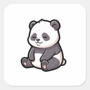 Schlafender Panda – süße Kawaii-Illustration Quadratischer Aufkleber