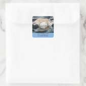 Schlafender Polar Bär auf Eisklebern Quadratischer Aufkleber (Tasche)