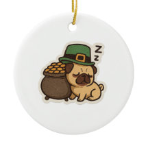 Schlafender Pug Kobold Retro St. Patrick's Day