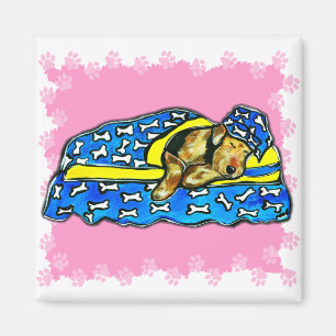 Schlafender rosa Airedale Magnet