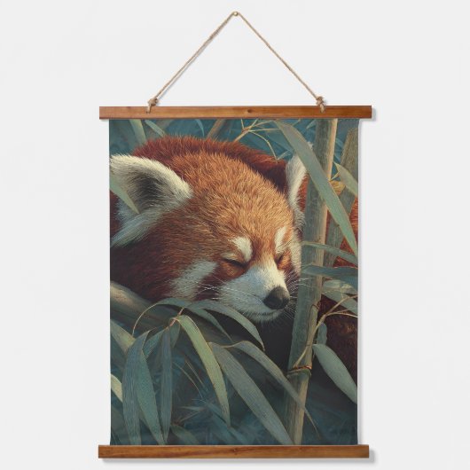 Schlafender Roter Panda Bambuswald Wandkunst (Vorderseite)