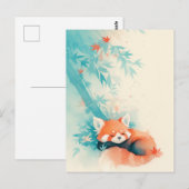Schlafender Roter Panda unter blauem Bambus Postkarte (Vorne/Hinten)