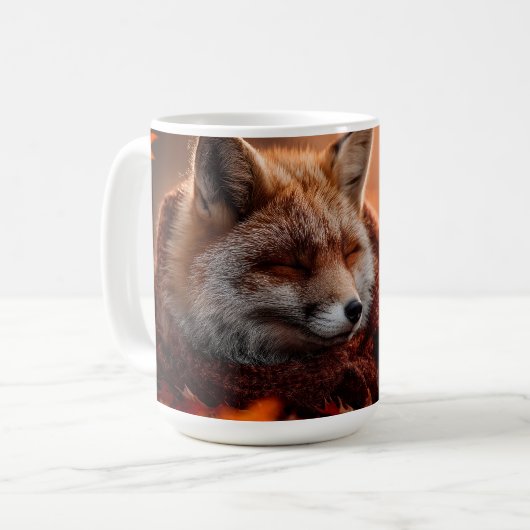 Schlafender Rotfuchs in einem gemütlichen Herbstsc Kaffeetasse (Vorderseite Links)