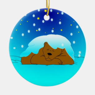 Schlafender Schnee-Bär-Schmuck Keramikornament