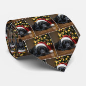 Schlafender schwarzer Weihnachts-Labrador Retrieve Krawatte (Gerollt)