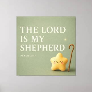 Schlafender Stern | Psalm 23:1 | Olivgrün Leinwanddruck