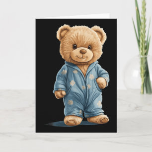 Schlafender Teddybär in bequemen Pyjamas für Junge Karte
