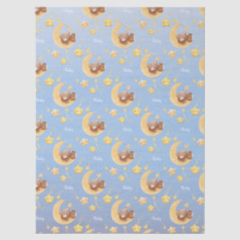 Schlafender Teddybär Mond Sanftes Blau Baby Shower Seidenpapier