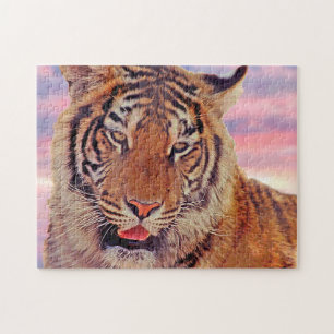 Schlafender Tiger bei Sonnenuntergang, große Katze Puzzle