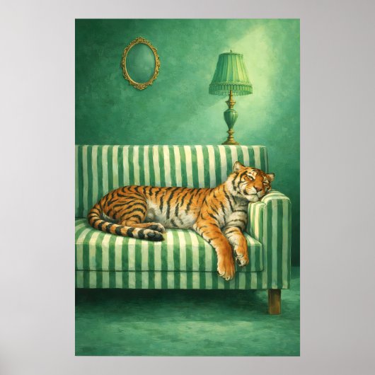 Schlafender Tiger Kunstprint Maximalist Grünes Sch Poster (Vorne)