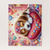 Schlafender Valentine Beagle Welpe Puzzle (Vertikal)