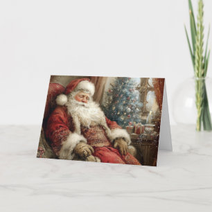 Schlafender Weihnachtsmann Frohe Feiertage Gefalte Karte