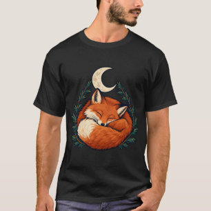 Schlafender Winterfuchs unter einem zunehmendem Mo T-Shirt