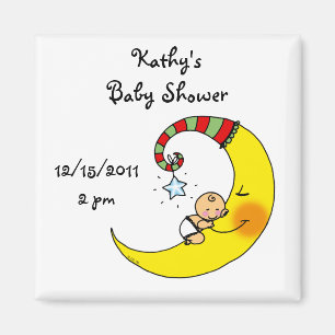 Schlafendes Baby auf der Mond-Babypartybevorzugung Magnet