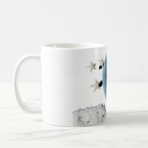 🌙 Schlafendes Baby auf Mond Tasse – Sterne & Wolk