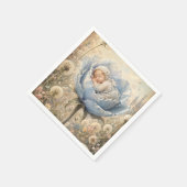 Schlafendes Baby blaue Blumen Löwenzahn Serviette (Ecke)