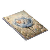 Schlafendes Baby in blauer Blume Notizblock (Rechte Seite)