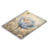 Schlafendes Baby in blauer Blume Notizblock (Linke Seite)