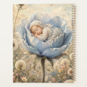 Schlafendes Baby in blauer Blume Planer (Rückseite)