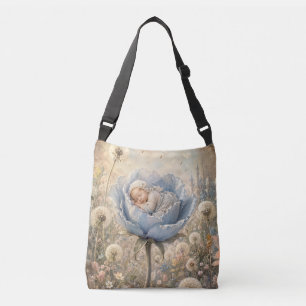 Schlafendes Baby in blauer Blume  Tragetaschen Mit Langen Trägern