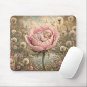 Schlafendes Baby in rosa Blume Mousepad (Mit Mouse)