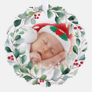 Schlafendes Baby mit Santa-Hut und Weihnachtsgirla Ornament Karte