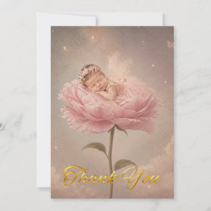 Schlafendes Baby rosa Blume Dankeskarte