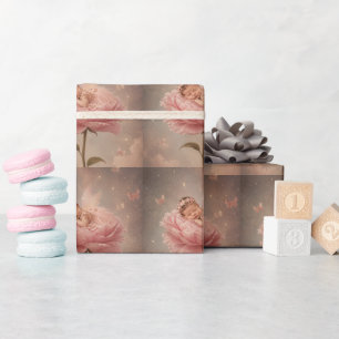 Schlafendes Baby rosa Blume Geschenkpapier