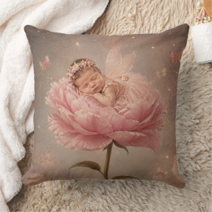 Schlafendes Baby rosa Blume Kissen