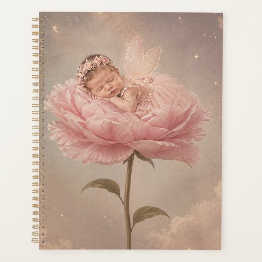 Schlafendes Baby rosa Blume Planer (Vorderseite)