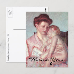 Schlafendes Baby von Mary Cassatt, Vintage Impress Postkarte