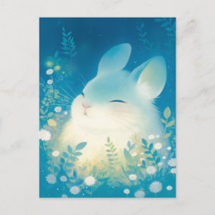 Schlafendes Chinchilla in Sternenklare Blumenwiese Postkarte