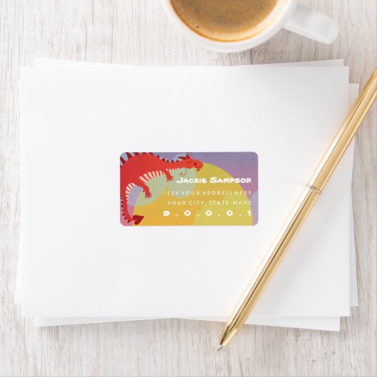 Schlafendes Dragon Fantasy Kids-Adressetikett Adressaufkleber (Insitu)