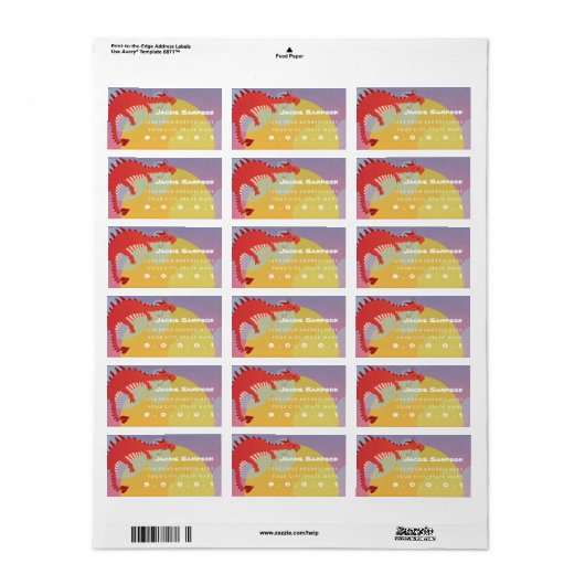 Schlafendes Dragon Fantasy Kids-Adressetikett Adressaufkleber (Vorne)