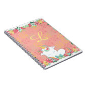 Schlafendes Einhorn-Blumen-Monogramm Notizblock (Rechte Seite)