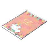 Schlafendes Einhorn-Blumen-Monogramm Notizblock (Linke Seite)