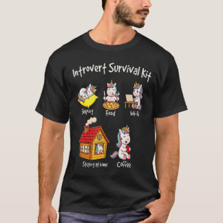 Schlafendes Essen Wifi Zuhause Bleiben Kaffee Intr T-Shirt