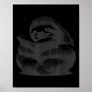 Schlafendes Faultier liest Buch Süßes Vintage-Tier Poster