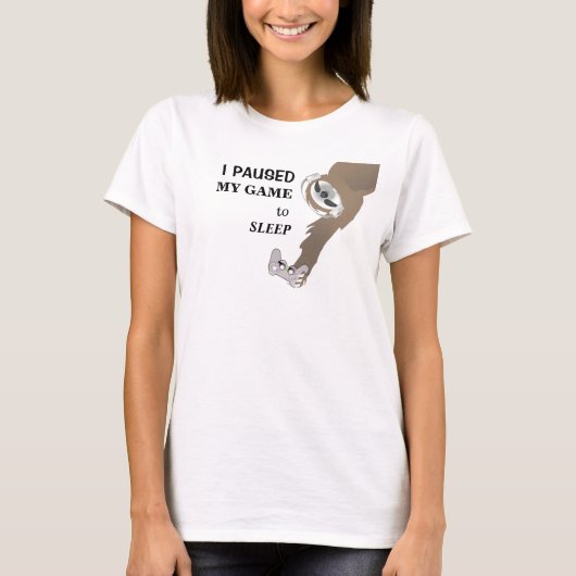 Schlafendes Faultier mit Gamecontroller-T-Shirt T-Shirt (Vorderseite)