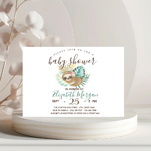 Schlafendes Faultier, Palme, Punkte Baby Shower   Einladung