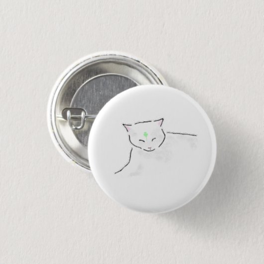 Schlafendes Glücksklee-Katzengeschenk zum Geburtst Button (Vorne & Hinten)