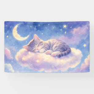 Schlafendes Kätzchen auf Wolkenmond-Banner Banner